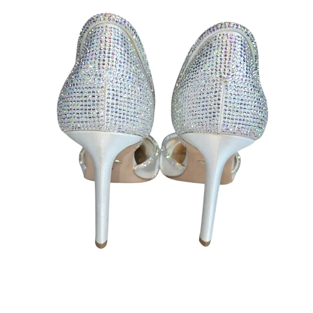 Badgley Mischka Haze Slip-On Silver Crystal Pointed Toe Pumps Heels Size 10